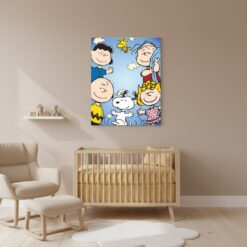 Peanuts Gang Canvas Wall Art Snoopy Charlie Brown Cartoon Print Kids Room Decor