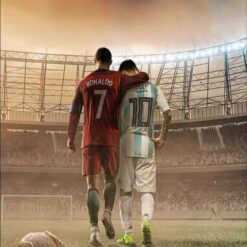 Messi and Ronaldo Canvas Wall Art Soccer Legends Poster Football Stadium Sport Decor Print
