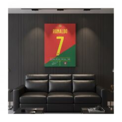 Cristiano Ronaldo Portugal Canvas Wall Art, Red Green Soccer Sports Player Poster Print