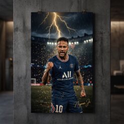 Neymar Canvas Wall Art Soccer Legends Poster Football Stadium Sport Decor Print D3