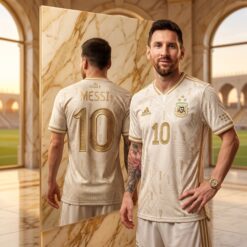 "The GOAT Legacy Edition: Premium Lionel Messi Gold-Jacquard Jersey – Limited Collector’s Item"
