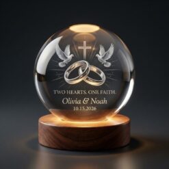 Christian Crystal Ball LED Night Light – 3D Laser Engraved Glass Keepsake